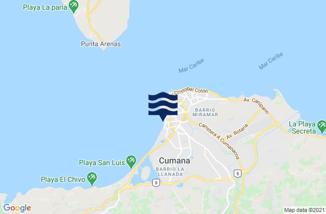 Mapa de mareas Cumaná, Venezuela