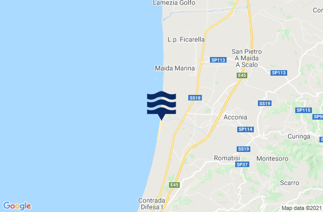 Mapa de mareas Curinga, Italy