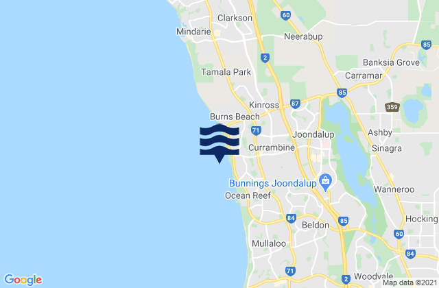 Mapa de mareas Currambine, Australia