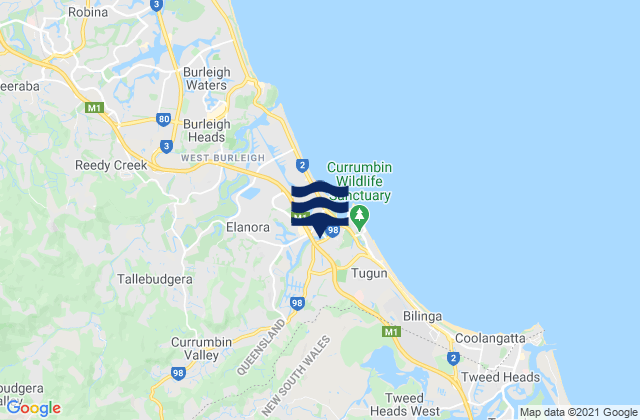 Mapa de mareas Currumbin Point, Australia