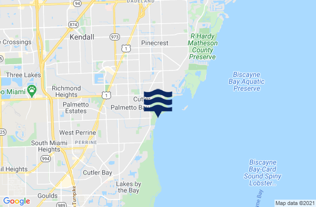Mapa de mareas Cutler (Biscayne Bay), United States
