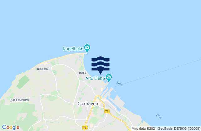 Mapa de mareas Cuxhaven, Germany