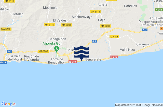 Mapa de mareas Cútar, Spain