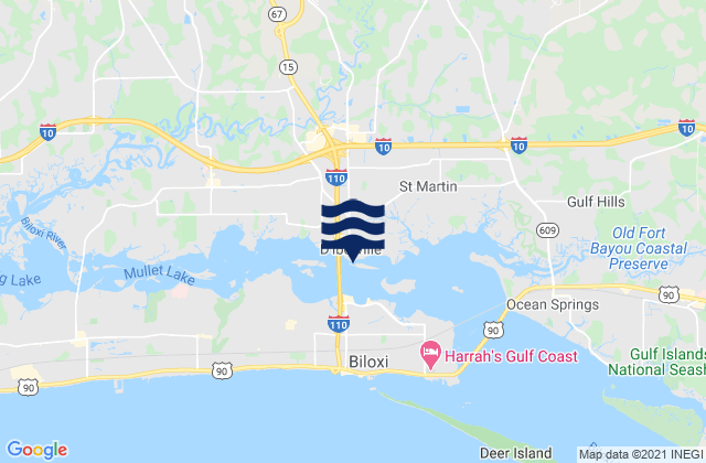 Mapa de mareas D'Iberville, United States