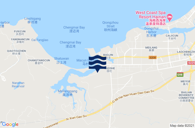 Mapa de mareas Dafeng, China