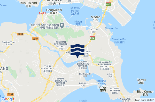 Mapa de mareas Dahao, China