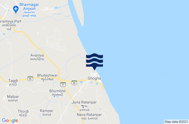 Mapa de mareas Dahej Bandar, India