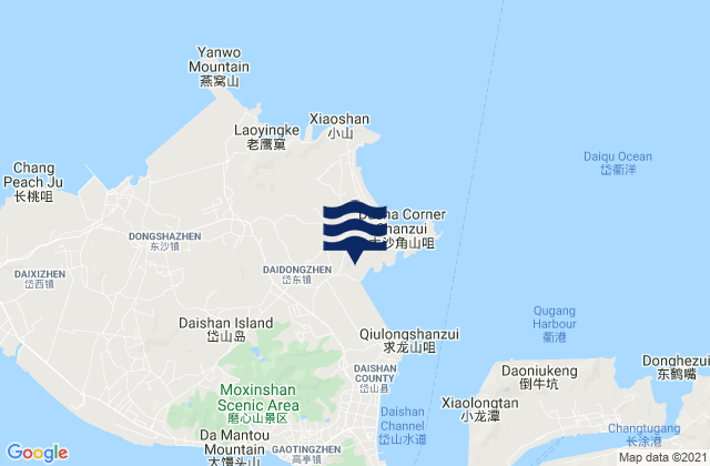 Mapa de mareas Daidaon, China