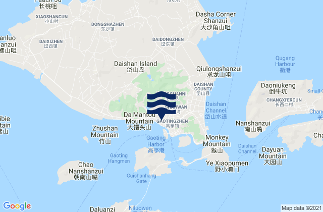 Mapa de mareas Daishan, China