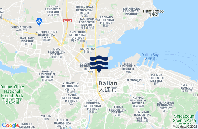 Mapa de mareas Dalian, China