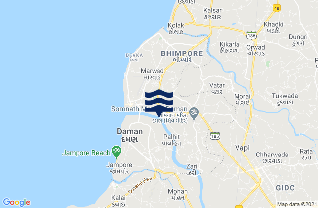 Mapa de mareas Daman District, India