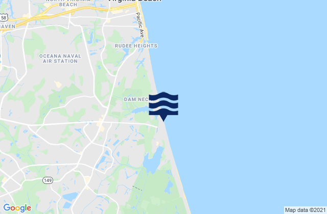 Mapa de mareas Damneck Naval Base, United States