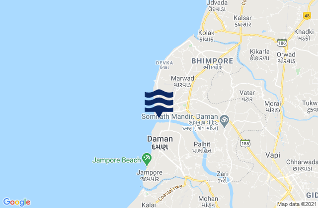 Mapa de mareas Damān, India