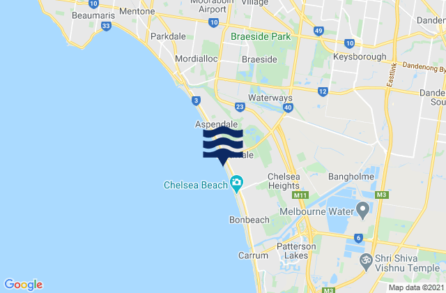 Mapa de mareas Dandenong, Australia