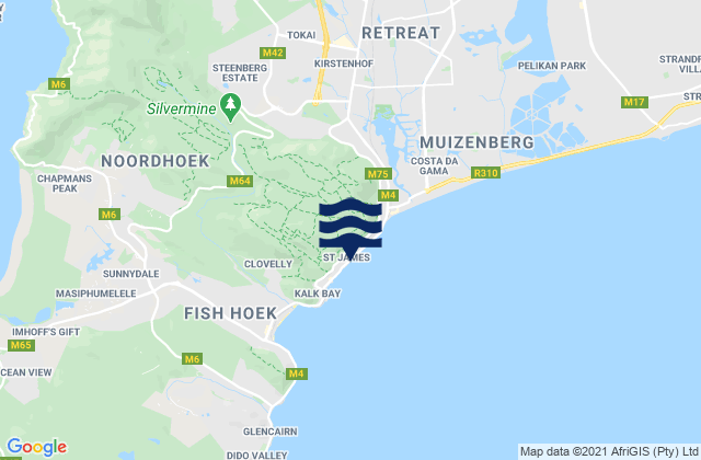 Mapa de mareas Danger Beach, South Africa