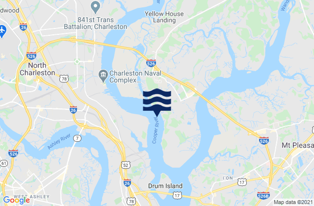 Mapa de mareas Daniel Island Bend, United States