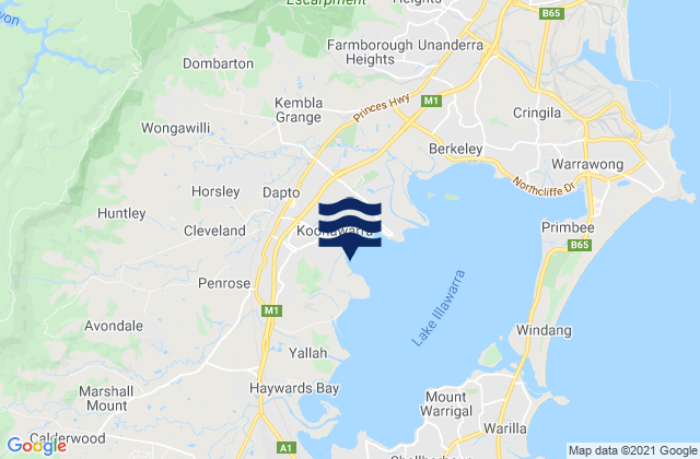 Mapa de mareas Dapto, Australia