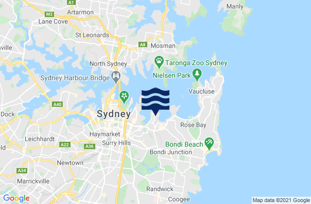 Mapa de mareas Darling Point, Australia
