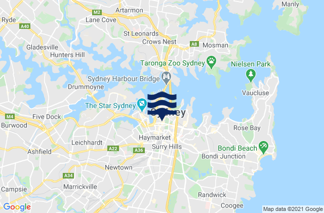 Mapa de mareas Darlinghurst, Australia