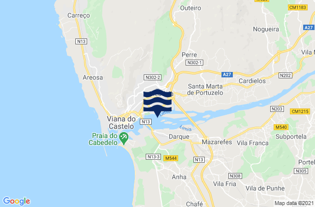 Mapa de mareas Darque, Portugal