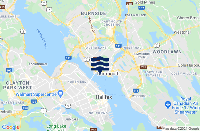 Mapa de mareas Dartmouth, Canada