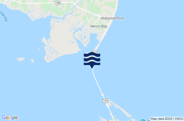 Mapa de mareas Dauphin Island Pier, United States
