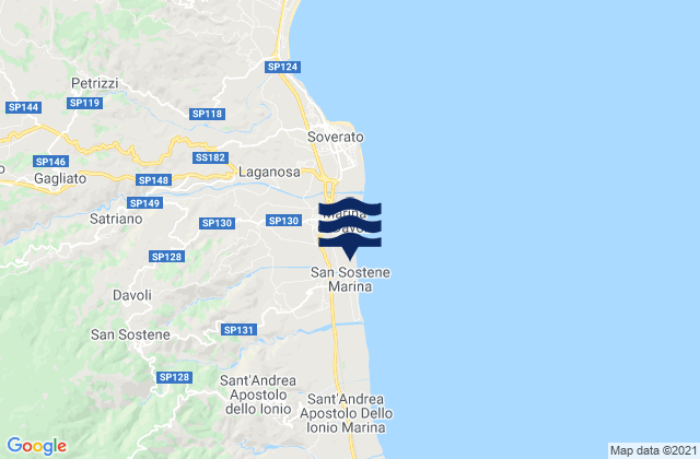 Mapa de mareas Davoli, Italy