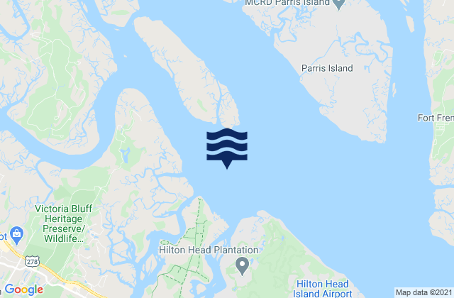 Mapa de mareas Daws Island south of Chechessee River, United States