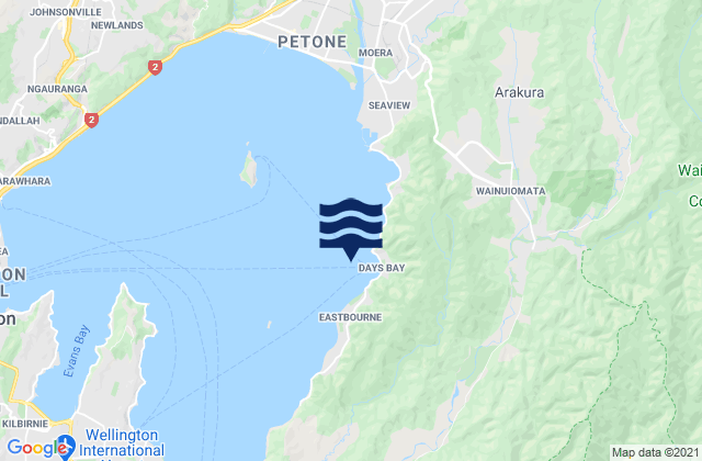 Mapa de mareas Days, New Zealand