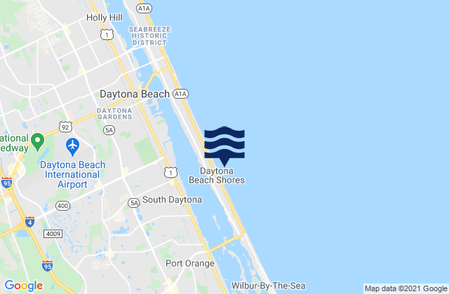 Mapa de mareas Daytona Beach Shores, United States