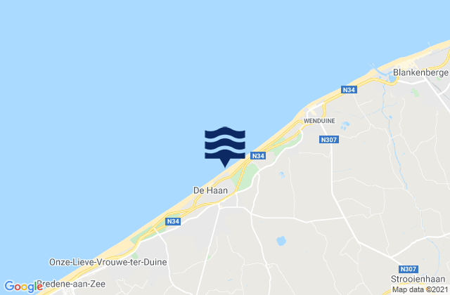 Mapa de mareas De Haan, Belgium