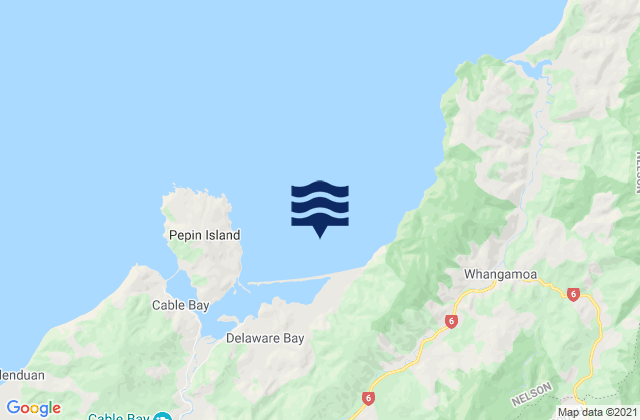 Mapa de mareas Delaware Bay, New Zealand