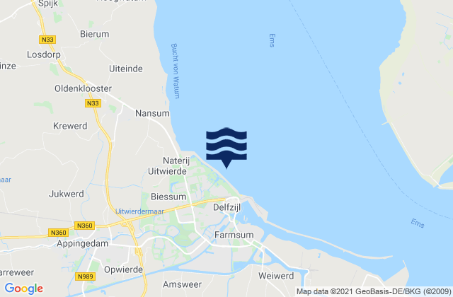 Mapa de mareas Delfzijl, Netherlands