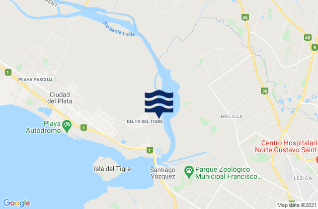 Mapa de mareas Delta del Tigre, Uruguay