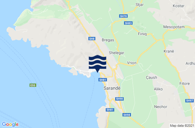 Mapa de mareas Delvinë, Albania