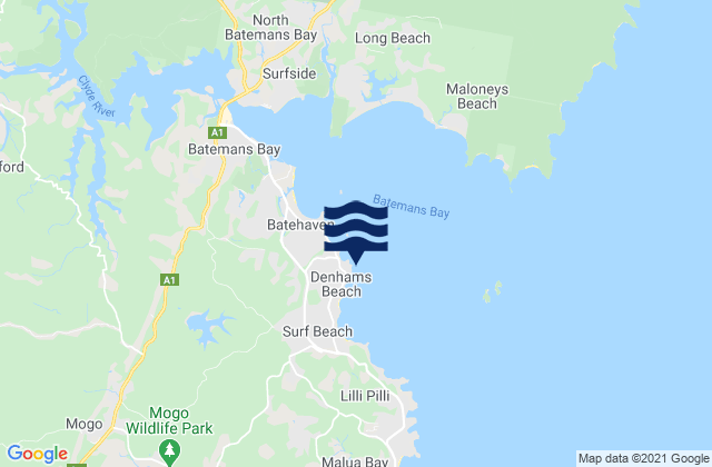 Mapa de mareas Denhams Beach, Australia