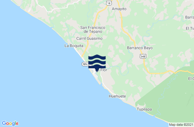 Mapa de mareas Departamento de Carazo, Nicaragua