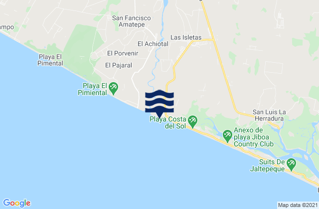 Mapa de mareas Departamento de La Paz, El Salvador