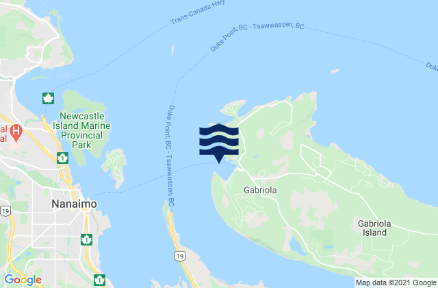 Mapa de mareas Descanso Bay, Canada