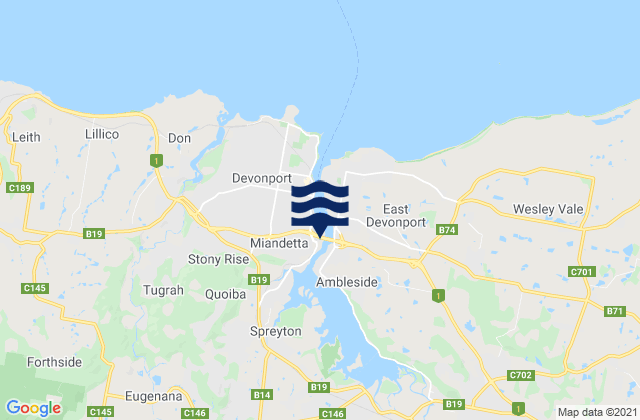 Mapa de mareas Devonport, Australia
