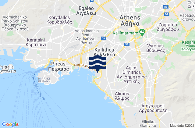 Mapa de mareas Dhafní, Greece