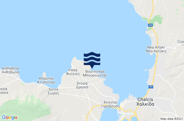 Mapa de mareas Dhrosiá, Greece