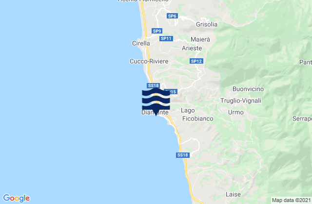 Mapa de mareas Diamante, Italy