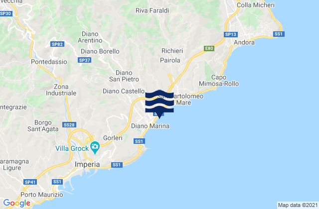 Mapa de mareas Diano Castello, Italy