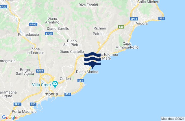 Mapa de mareas Diano Marina, Italy