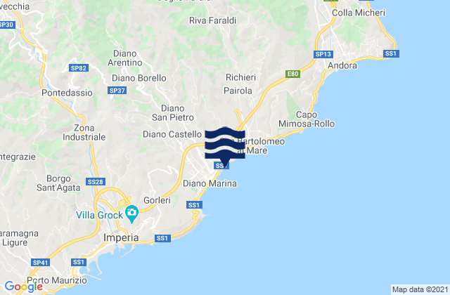 Mapa de mareas Diano San Pietro, Italy