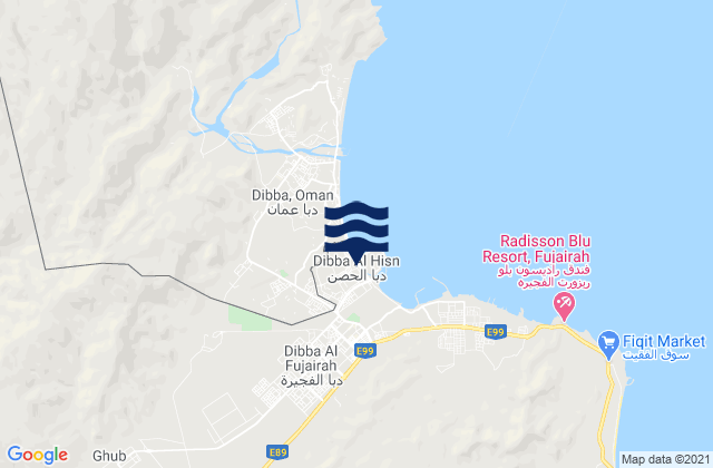 Mapa de mareas Diba, Iran