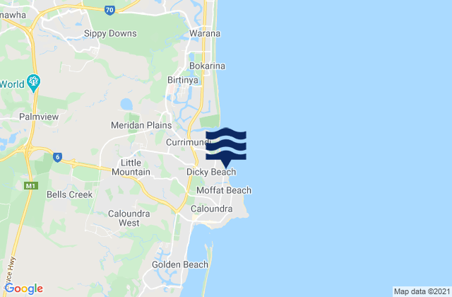 Mapa de mareas Dickey Beach, Australia