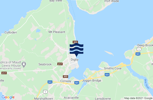 Mapa de mareas Digby, Canada