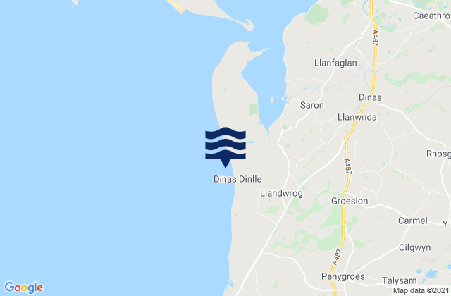 Mapa de mareas Dinas Dinlle Beach, United Kingdom